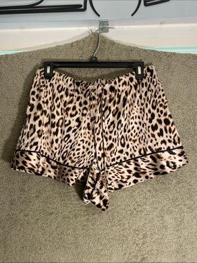 Victoria's Secret Leopard Print Satin High Waist Shorts - Beige, Brown, Black